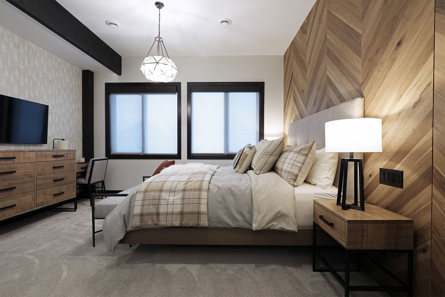 Built in platform bed and custom clad wall